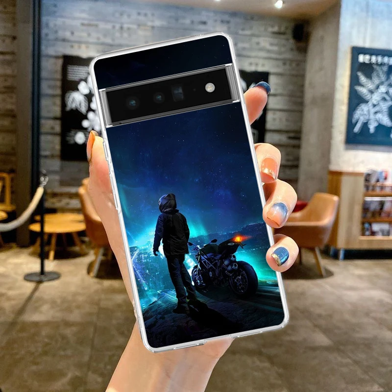 Clear TPU Phone Case with Cool Motorcycle Design