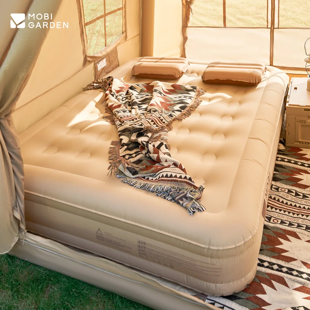 MOBI GARDEN Camping Air Mat Air Bed Portable Peach Skin Fabric PVC