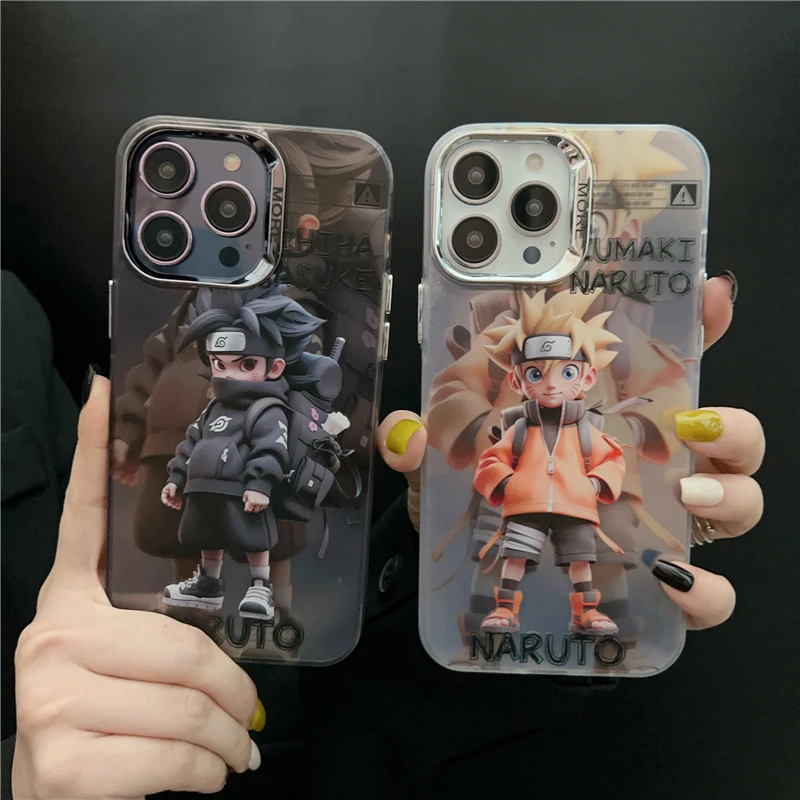 Anime Naruto Sasuke Dragons Balls One Piece Color Silver Case Per Iphone 11 12 13 14 15 Pro Max Plus Cover Per Telefono Shell Toy Gift