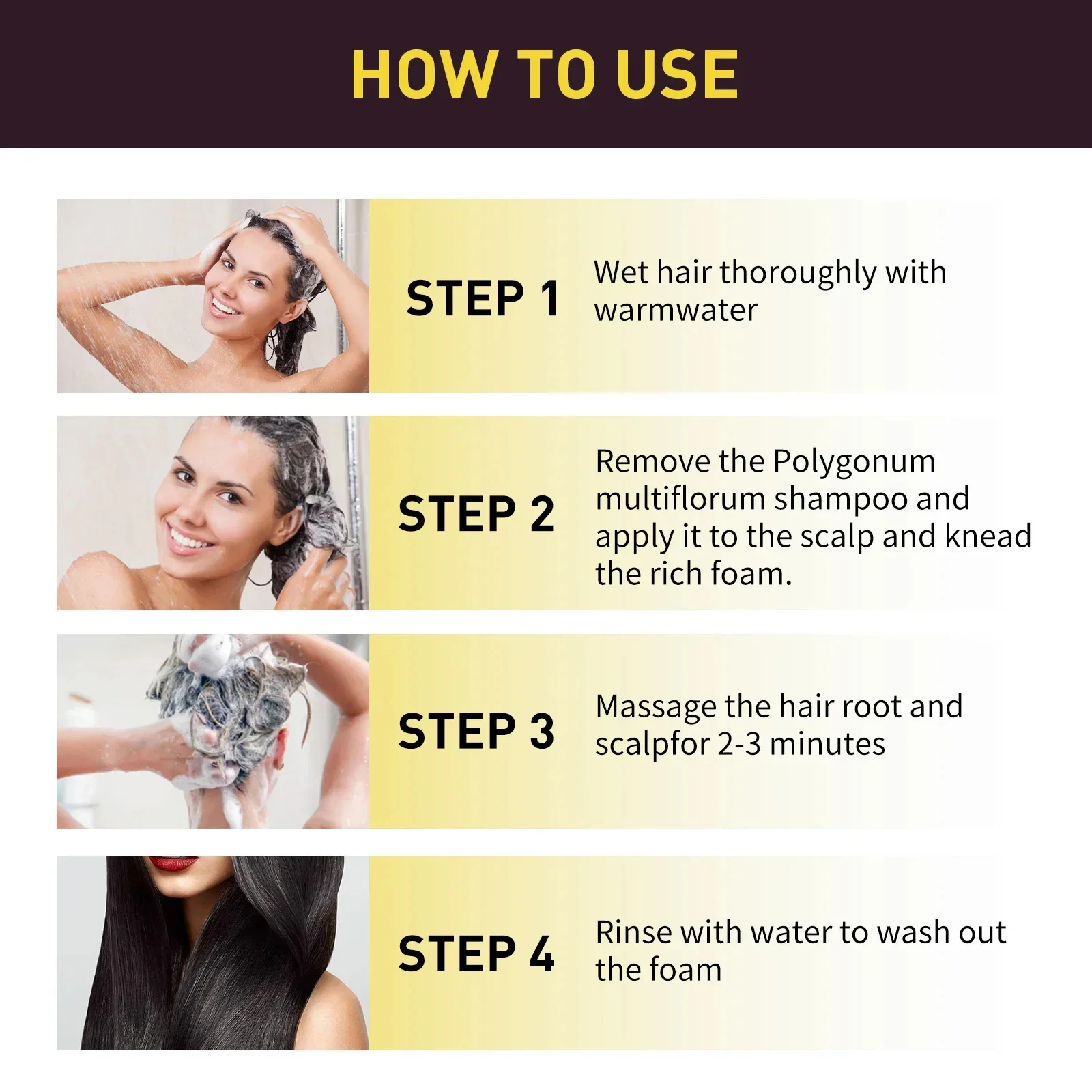 500ml Natural Herbal Hair Dye Shampoo 3 in 1 Change Hair Color Gray Hair to Dark Brown Black Deep Nourishing Fashion Hair Care 6