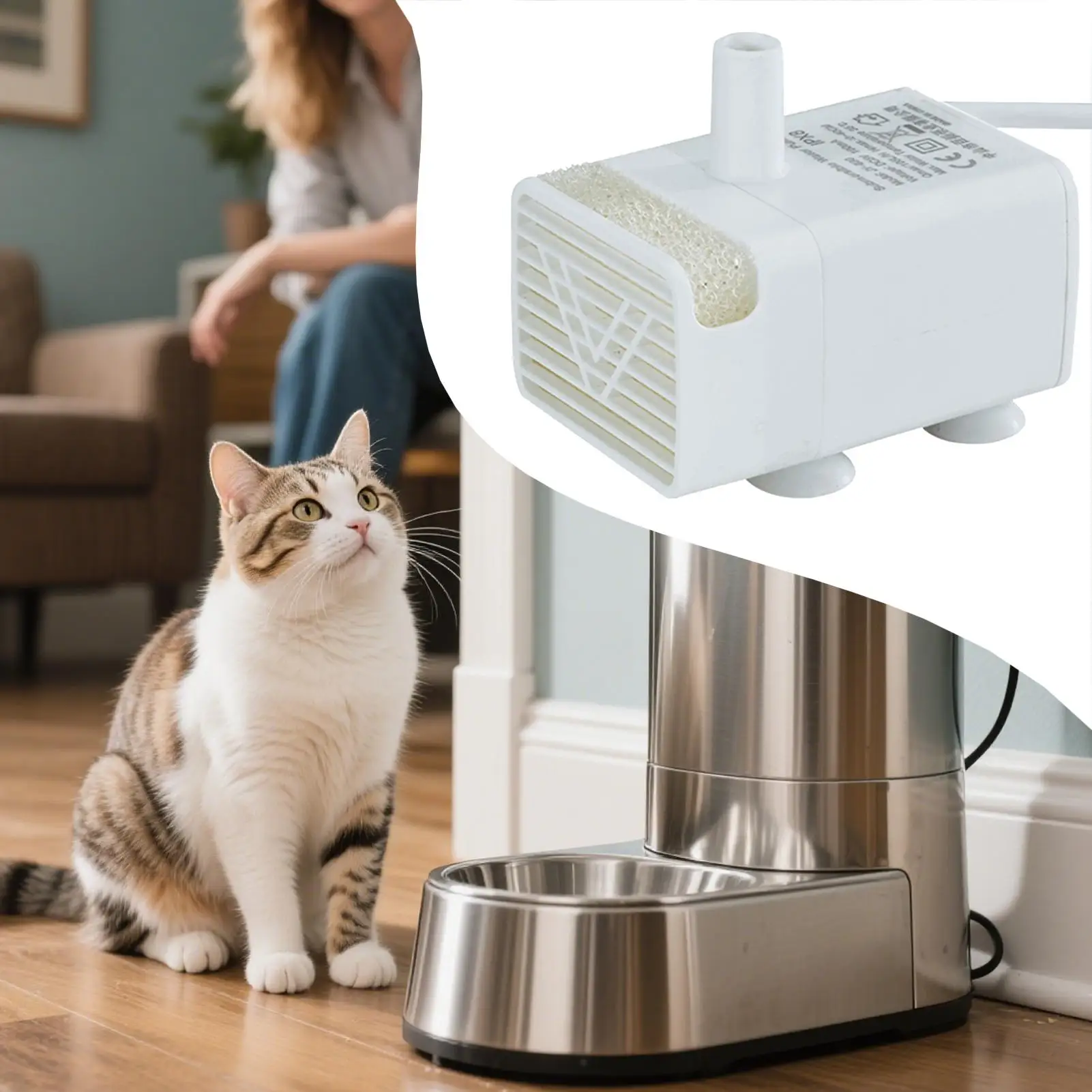 Cat Fountain Pump Cat Fountain Replacement Pump Quiet Feeding Supplies for Drinking Dispenser Travel Indoor Home Apartment