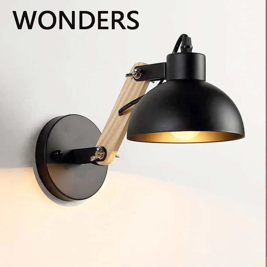 LED Wall Lamp Nordic Bedside Iron Wood Wall Lights Practical Adjustable Reading Study Lighting Home Decors Sconces led wall lamp,wall sconces light,wall lamp