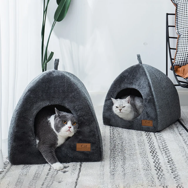 Foldable Dual-use Triangle Cat Nest Closed Cat House Pet Nest Warm and Thickened Deep Sleep Dog Nest Pet Supplies Closed Cat Bed 6