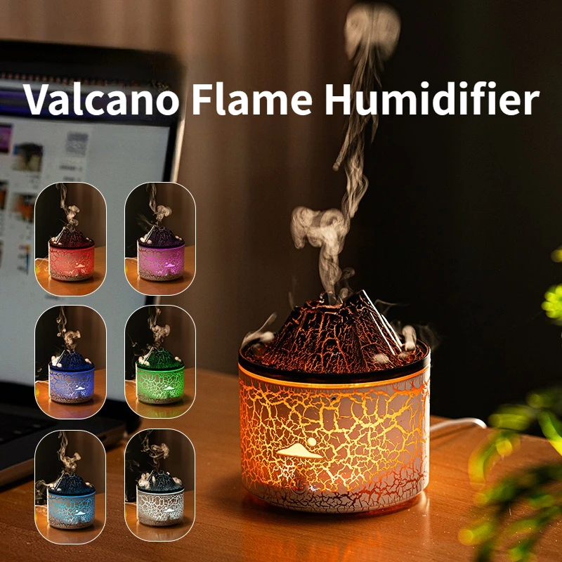 

Lava Flame Aroma Diffuser Air Humidifier 180ml USB Air Humidifier Aromatherapy Essential Oil Diffuser with 7 Colorful Nightlight