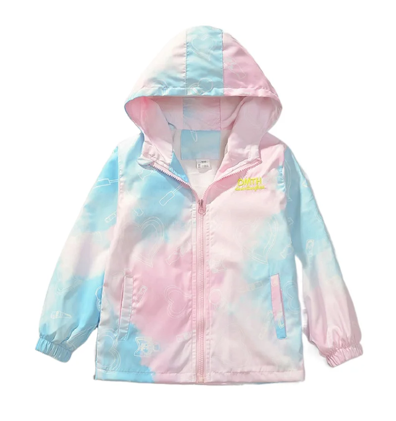 Primavera Estate Impermeabile Con Cappuccio Contrasto Ragazze Foderate Zip Track Giacche Scuola Bambini Outfit Top Cappotti Bambini Capispalla 3-14 An