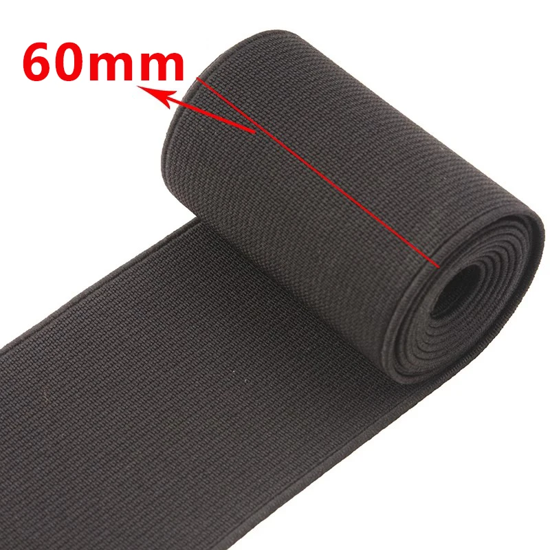 Black Nylon Elastic Waistband - Stretch Tape for Sewing and Crafts (4 Meters, 10-80mm Width)