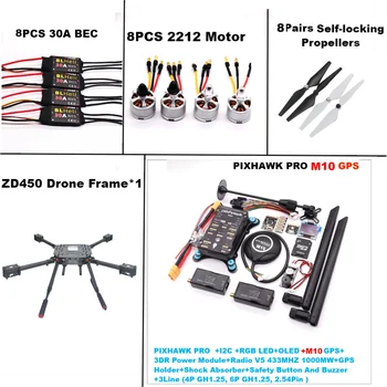 F450 PIXHAWK PRO M10 Kit telaio in fibra di volo a doppio motore Ardupilot 100MW Radio Telemetria Quadcopter BLHELI 30A ESC 2212 Motore
