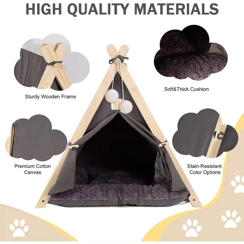 Large Space Cat Tent Nest Portable Soft and Comfortable Foldable Cat Sleeping House with Thick Pad Washable Dog Tent Pet House