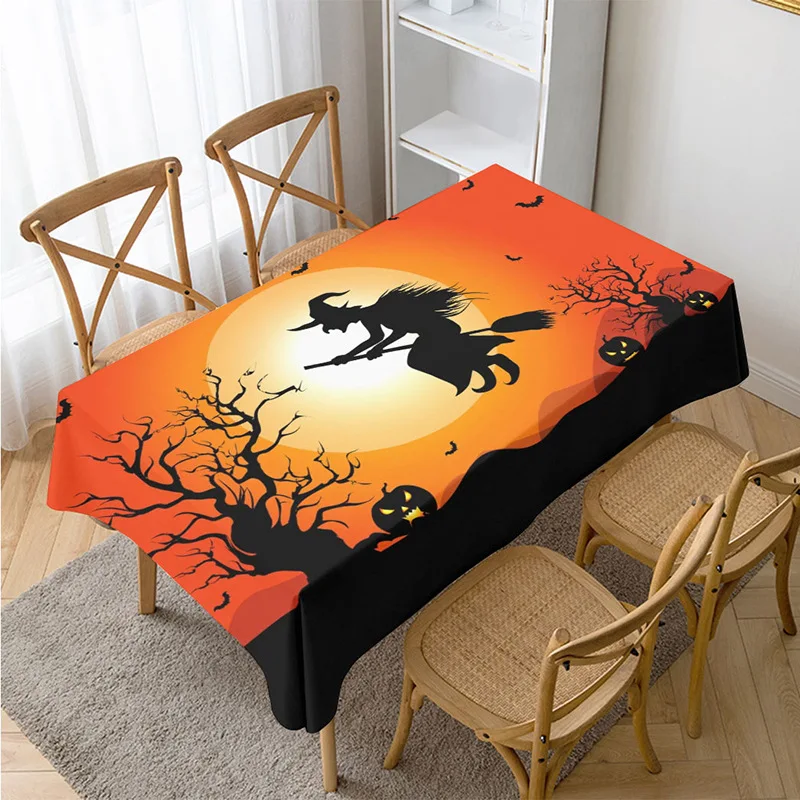 

Hot Sale Halloween Series Table Cloth Skull Witch Pattern Pumpkin Castle Print Cover Cloth Home Kitchen Coffee Table Cloth