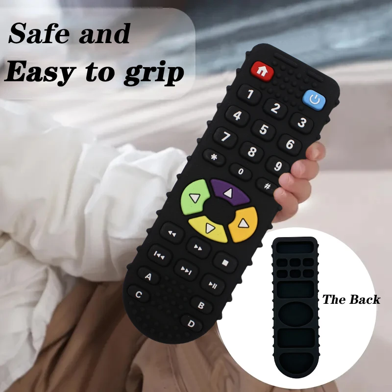 Remote control teether silicone bite baby touch button animal toys baby anti-eating hand teething stick teether