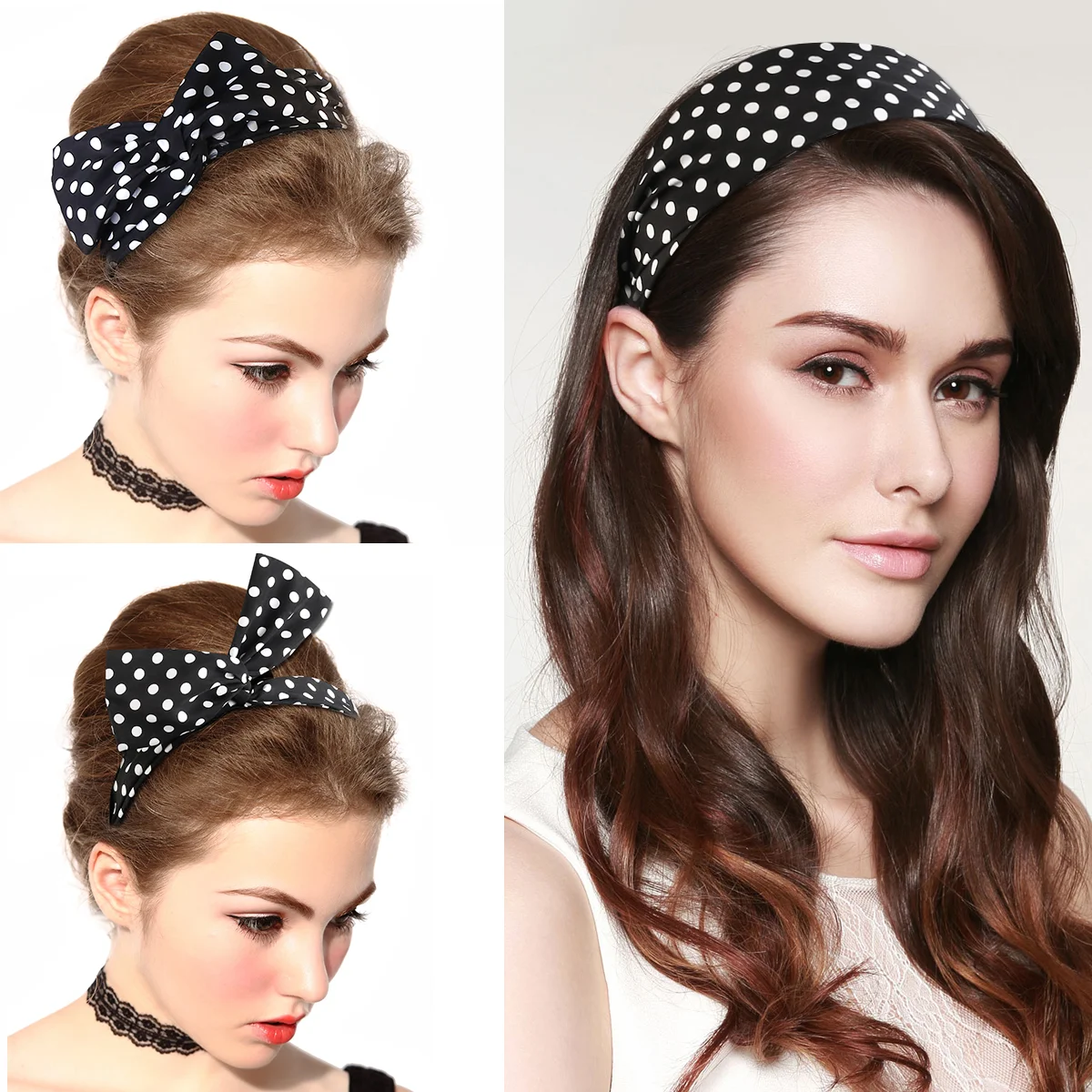 Hair Handkerchiefs for Women Scrunchies Girls Rockabilly Band Bands Accessory Korean Version 4