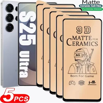 5PCS Protezione Dello Schermo Per Samsung Galaxy S25 S24 Ultra S23 S22 S21 Plus 5G Pellicola di Ceramica Opaca Per Samsung S24 S23 S20 FE Pellicola