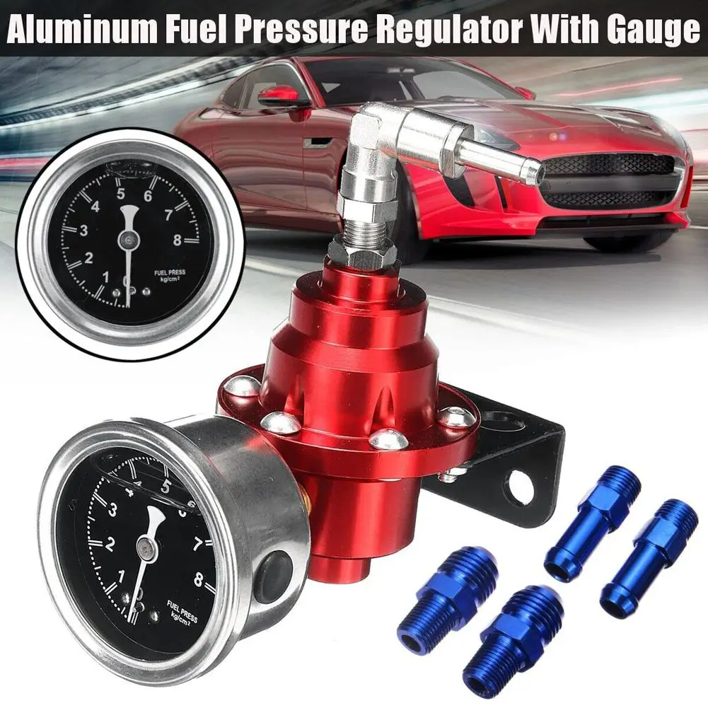 

Car Fuel Pressure Regulator With Oil Gauge Kit S-type Universal Adjustable 0-160psi Fuel Booster Parts