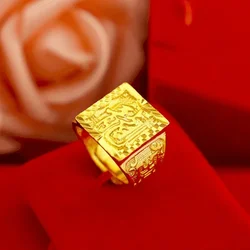 24 k ring men's real gold finger ring men's gold ring 999 jewelry adjustable for gift giving