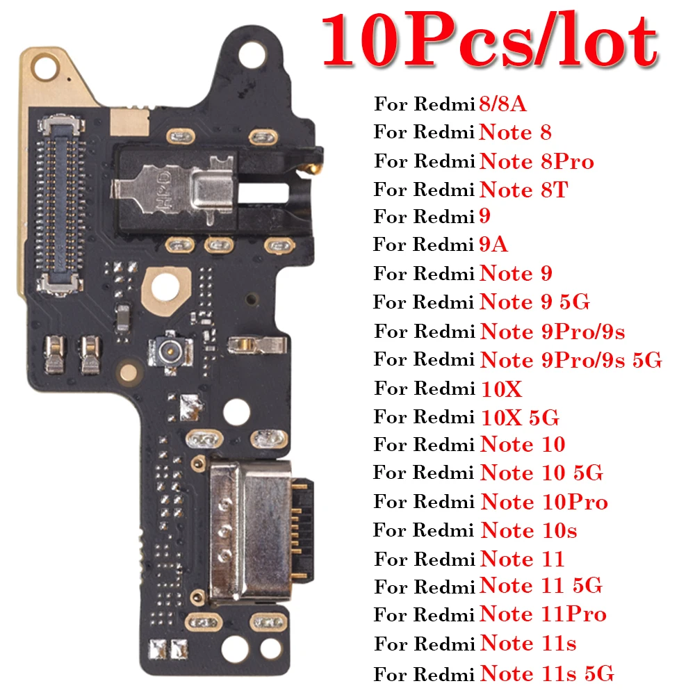 10Pcs/lot Charging Port Flex For Xiaomi Redmi Note 8 9 10 11 12 13 Pro Plus 8A 10X 10S 11S 11T Dock USB Charger Connector Cable