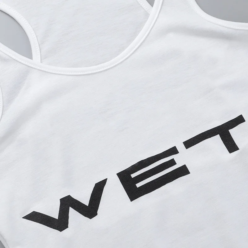 Mono de una pieza blanco con estampado de letras para mujer, mono sin mangas, mono corto ajustado, ropa de verano