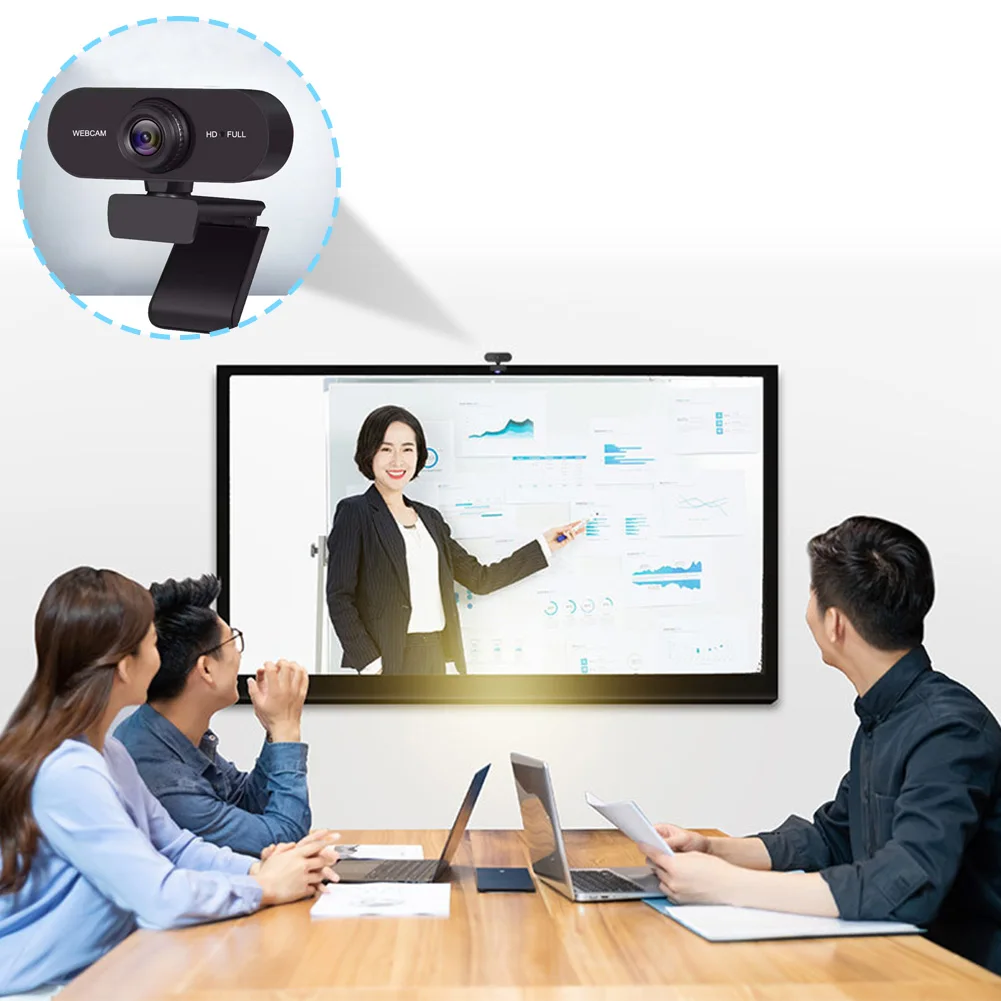 PC Webcam USB HD 1080P/2K Plug and Play with Microphone For PC/Laptop Conferencing and Video Calling