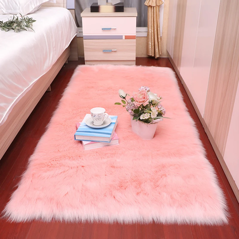 New Plush Soft Sheepskin Bedroom Carpet Imitation Bedside Mat Living Room Rug Sofa Cushion White Rugs Living Room Fur Carpet