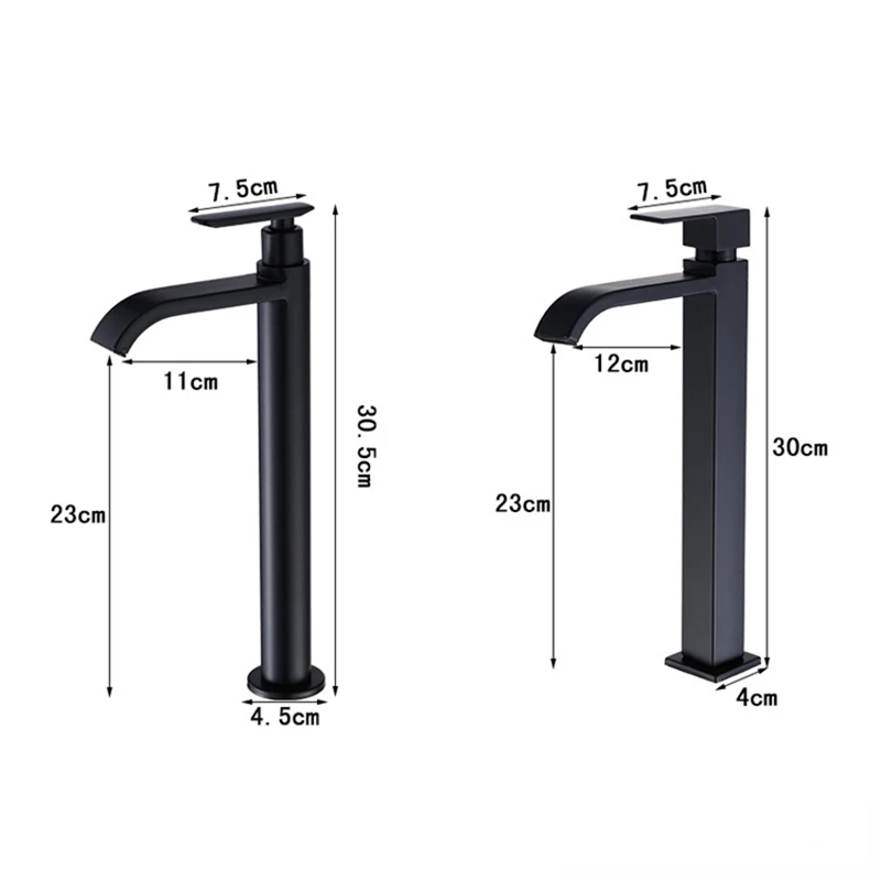 Waterfall Faucet Black Metal Tall Basin Faucets Cold Water Tap Torneira Stainless Steel Bathroom Faucet Sink Washing Tap House basin faucet,stainless steel faucet,bathroom faucet