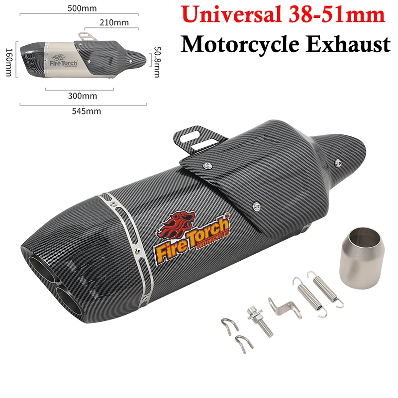 

51MM Universal Motorcycle Double Hole Exhaust Pipe Modified Escape DB Killer Muffler For Z900 NMAX155 CBR650 ER6N MT09 R6