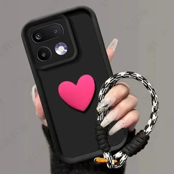 3D Love Heart Hand Strap Back Cover - Stylish & Protective Case for Realme 12Plus (Rose Black)