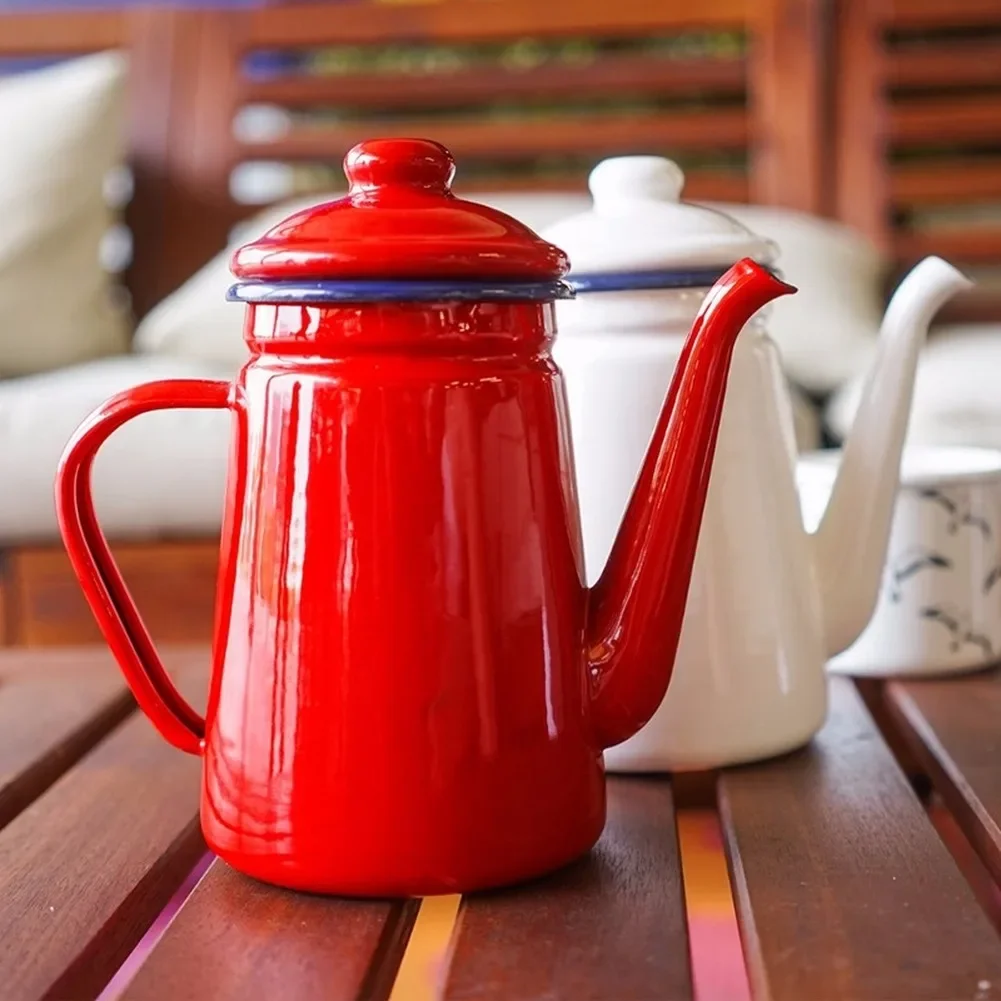 Enamel Coffee Pot, Hand Tea Kettle, Induction Cooker, Gas Stove, Universal Tea Kettle, 1.1L