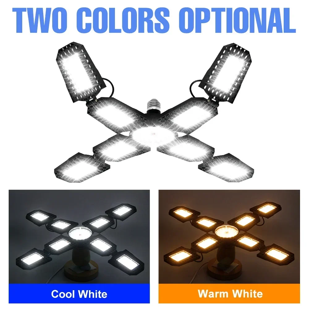 300W LED 전구 E27/E26 차고 램프 AC 220V 스포트라이트 변형 가능한 접이식 천장 조명 110V 가정용 창고 경기장 작업장용