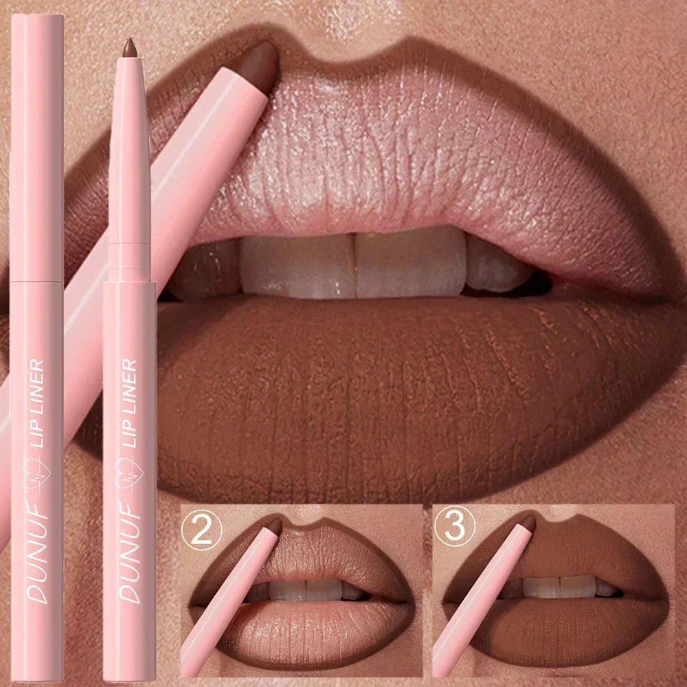 Lip Liner Pencil 12 Color Waterproof Smooth Easy To Color Velvet Matte Nude Brown Lip Contour Sculpt
