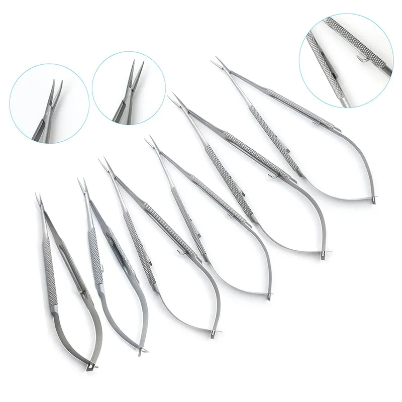 

1pcs Stainless Steel Round Handle Castroviejo Needle Holders with Lock Straight/Curved Forceps Eyelid Tools Surgery Instruments