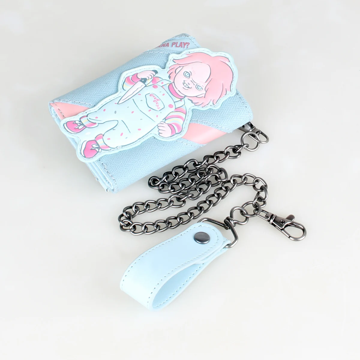 Triple fold chain men's wallet, stylish three-dimensional design women's card holder