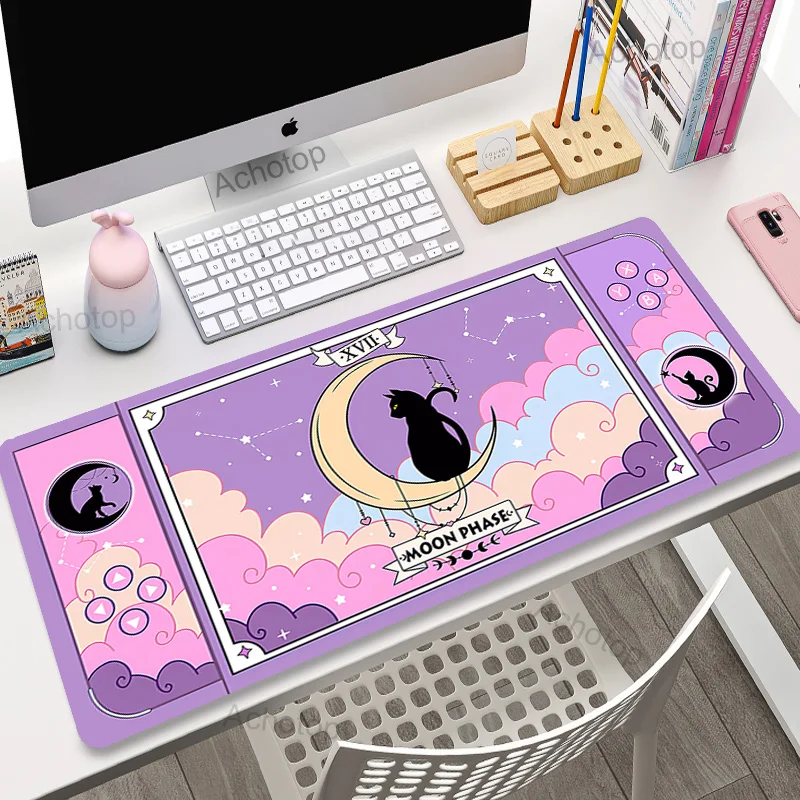 

Kawaii Cute Mouse Pad Gamer 900x400 Desk Mat XXL Large Mousepad Moon Cat Compute Deskpad Gaming Mouse Mats Speed Company Pads