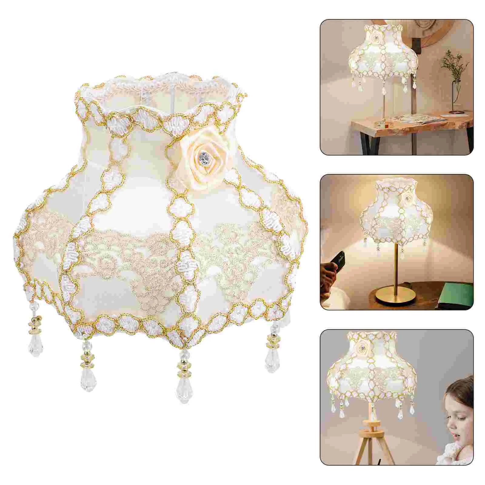 

European Lampshade Hotel Western Shades Replacement Vintage Desk Fringe Table Cloth Lampshades Metal Fabric Scalloped