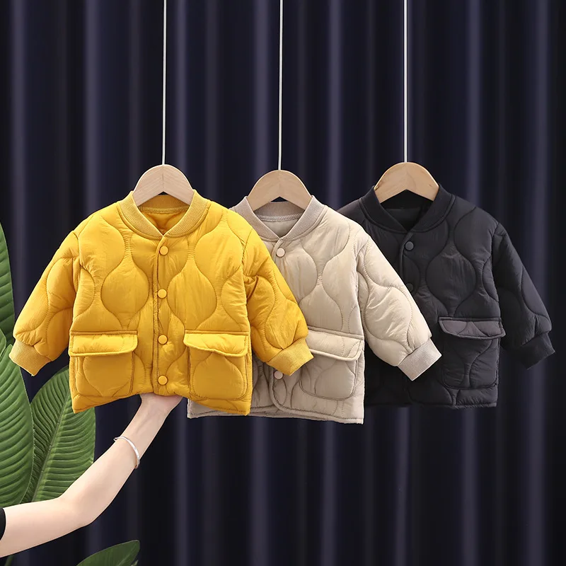 Baby Boys Jacket Winter Children's Clothing 0-4 Year Old Cotton Quilted Jacket Thick Cotton Inner Liner Thicken Kids Boy Coat