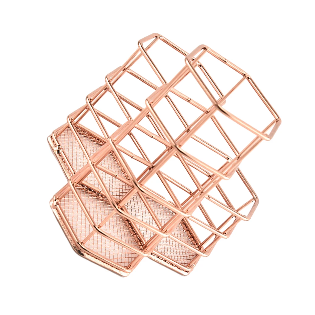 

Easy Access Stationery Storage Container For Office And Home Space-saving Storage Hollow Pen Holder gold S（12.5*10.5*6cm）