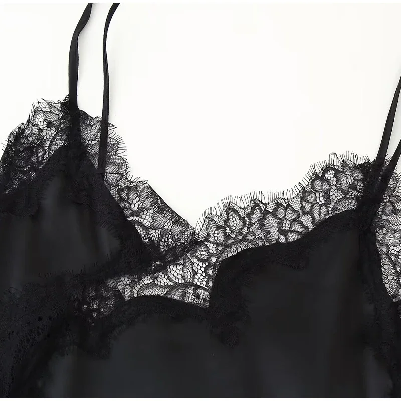 Sexy Lace Patchwork Blouses For Women, Sleeveless Square Neck, For Party Club, Vacation Chic Lady Shirts - Uniqwear