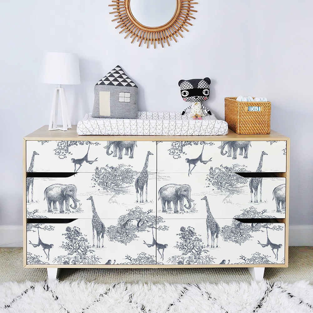 สัตว์วอลล์เปเปอร์ Self Adhesive PVC กันน้ํากระดาษที่ถอดออกได้ตู้ Wall Art สติ๊กเกอร์ห้องครัวห้องนอนสําหรับตกแต่งบ้าน 1