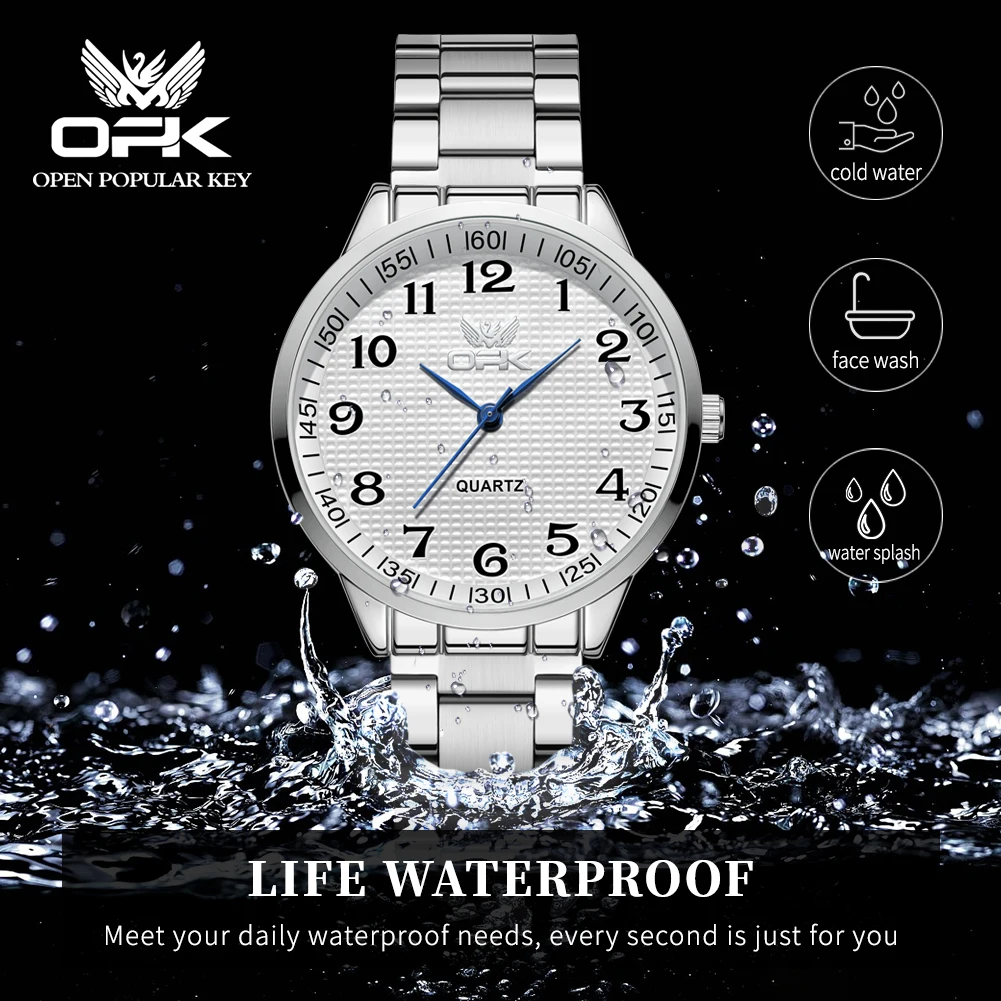 OPK Quartz Men's Watch Waterproof Stainless Steel Fashion Watch Original Classic Digital Watch Business Casual Men's Watch 6