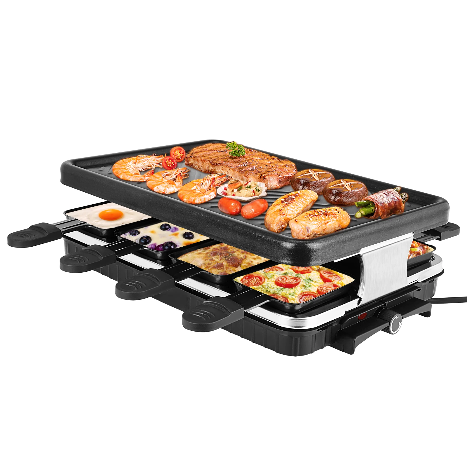 Bbq Grill EU1300W Electric Indoor Searing Grill Removable Grill Griddle Plates Smokeless Easy-to-Clean Nonstick Cooking Barbecue 2