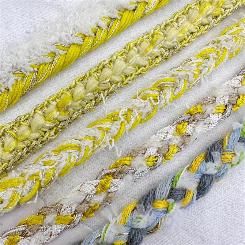New Yellow Wool Tweed Lace High-end Pocket Clothing Accessories Collar Diy Accessories Woven Ribbon Decoration Webbing Strap