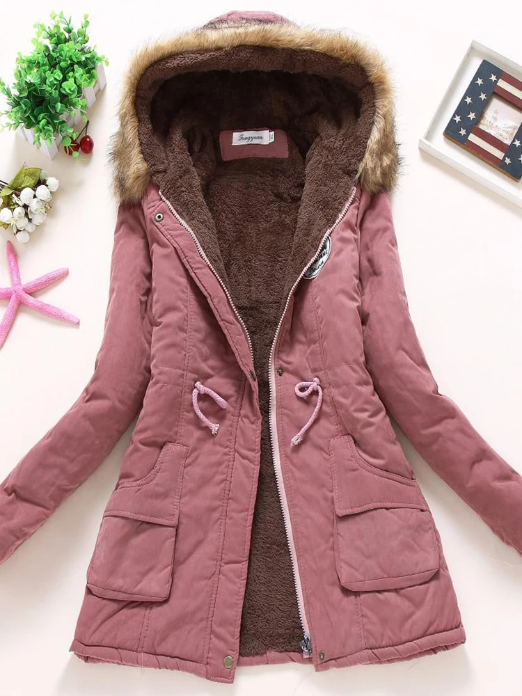 2022 Hooded Parkas Jacket Padded Casual Slim Coat Emboridery Wadded Warm Overcoat New Autumn Winter Women Cotton Elegant Outwear