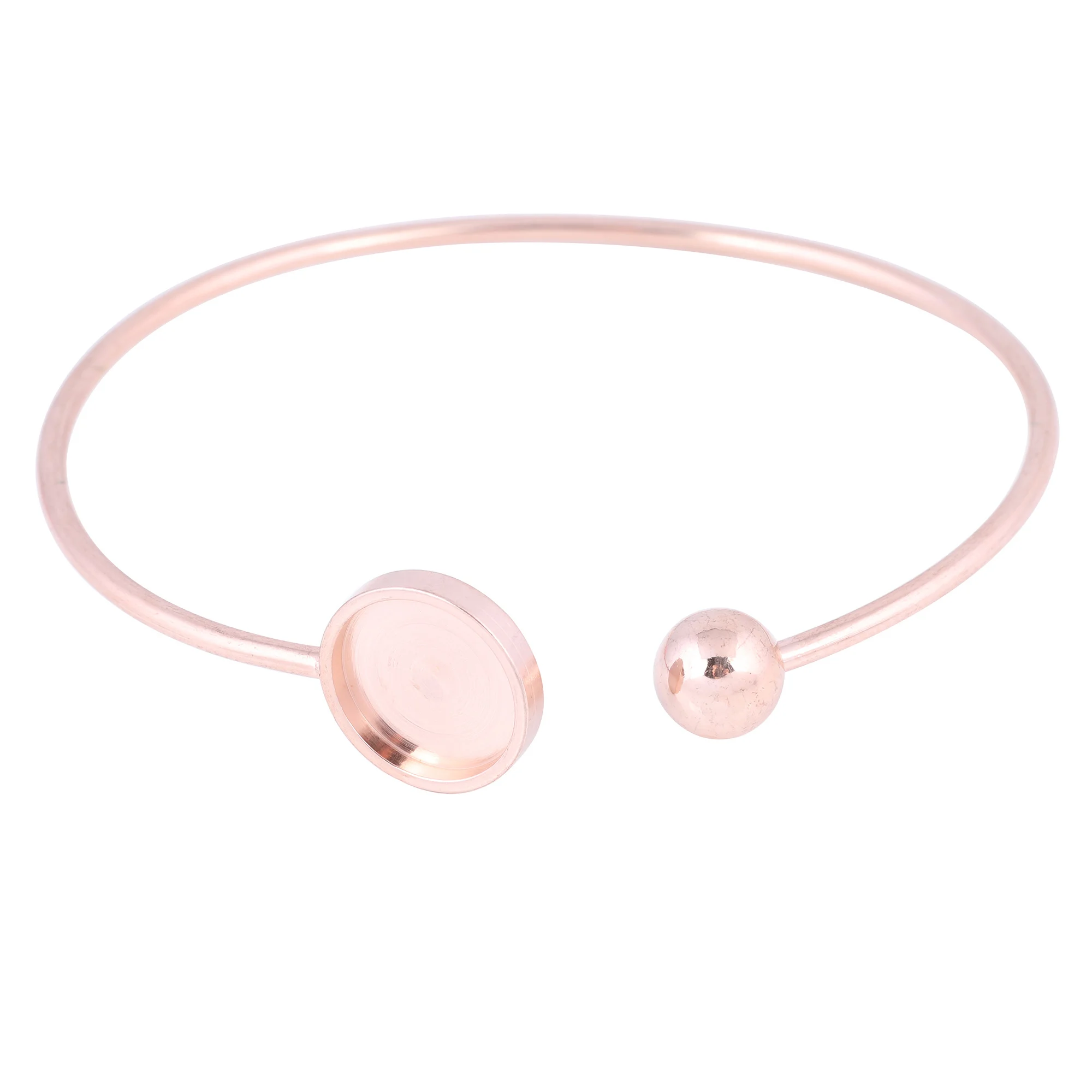 

5pcs Stainless Steel 12mm cabochon bracelet bezel blanks diy wire cuff bracelets bangle base setting trays rose gold plated