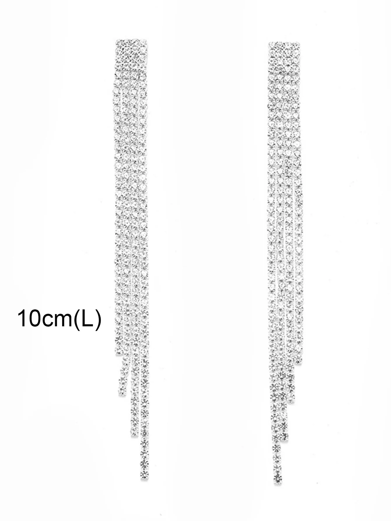 Treazy glänzend 4 Linien Strass Kristall Quaste lange Ohrringe für Frauen Hochzeits feier hängen baumeln Ohrringe Braut Brincos – Detail 6