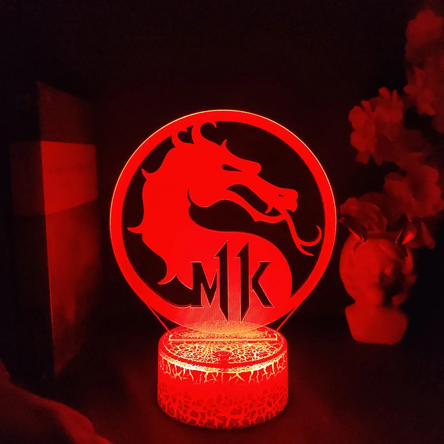 Mortal Kombat 11 Dragon Logo Night Light Led Touch Sensor Color Changing Nightlight for Kids Child Gaming Room Setup Cool Stuff