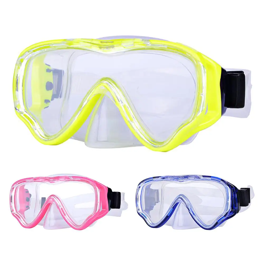 Kids Swimming Goggles Diving Goggle Snorkel Mask Anti-Fog Anti-Leak Swimming Eyewear Tempered Glass Waterproof Mask For Children for xplora x6 children pc tempered film integrated watch protective case pink