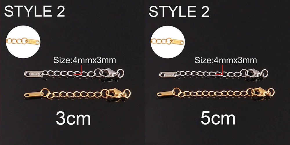 10 Stück Gold Edelstahl Karabiner Verbinder Erweiterte Verlängerung Schwanzkette für Schmuckherstellung Armband Halskette Erkenntnisse – Detail 5