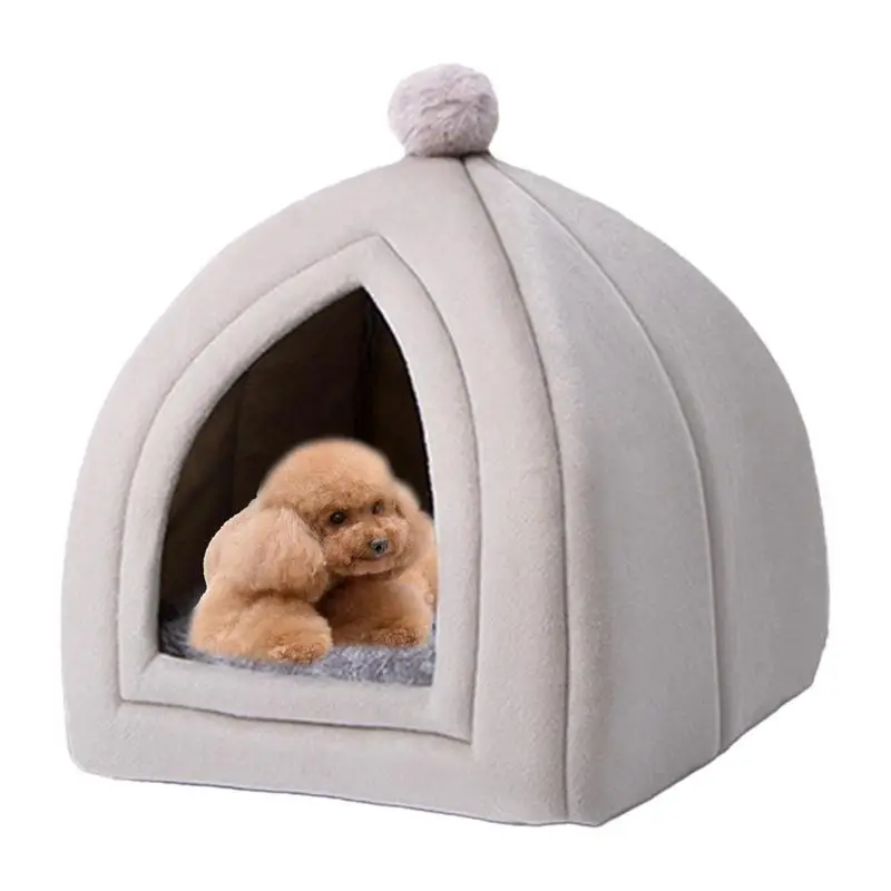 

New Warm Dog Cat Bed Round Long Plush Cat's House Cave Pet Kitten Cushion Basket Sleepping Mat for Cats Small Dog pet supplies