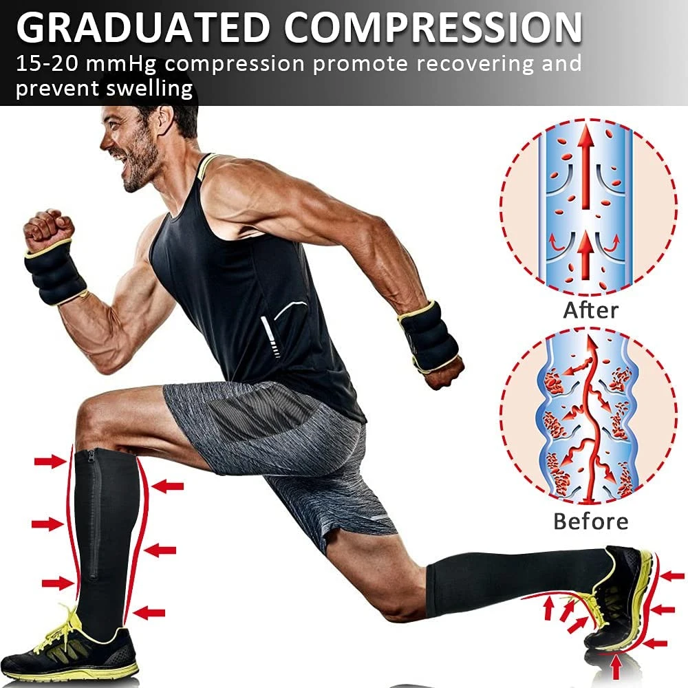 Compression Socks Zipper 15-20 mmHg Knee High Close Toe Support for Men Women Varicose Veins Edema thigh high socks leg compression sleeves