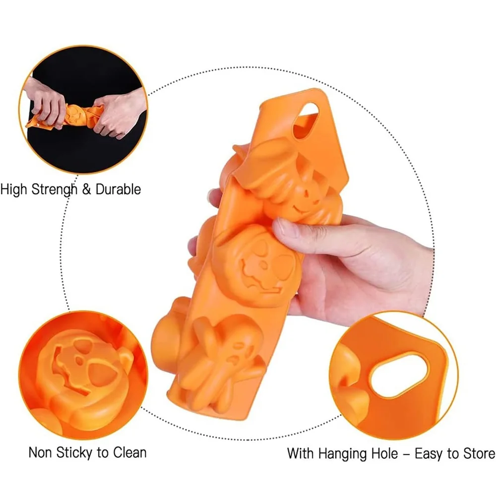 Halloween Moulds Nonstick Silicone Pumpkin Mold Skull Bat Ghost Shape Chocolate Candy Mold Baking Cake Pudding Cookie Cupcakes