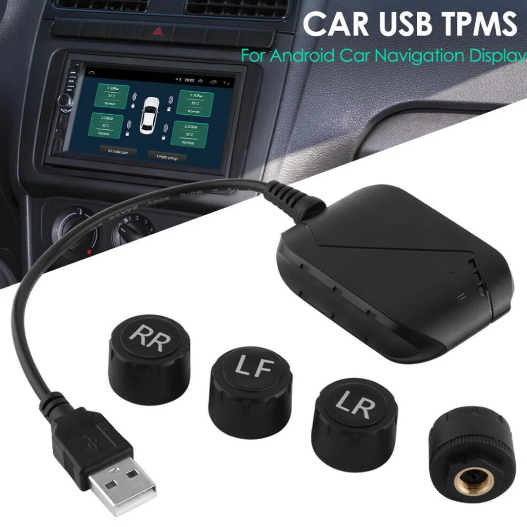 

Mayitr 1set Car Radio Tire Pressure Monitoring System USB 3.0 TPMS External Wireless Tire Pressure Monitor For Android