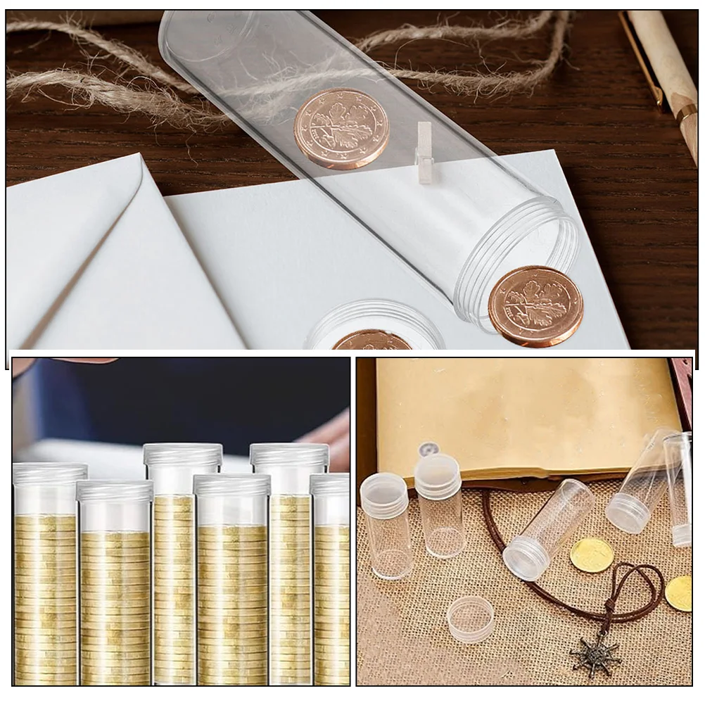 6 Pcs Coin Storage Tube Tubes Collection Holder Capsules Counter Container Organizer 3